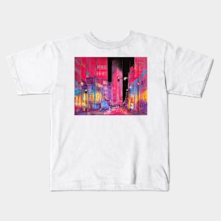 Neon Chicago At Night Kids T-Shirt